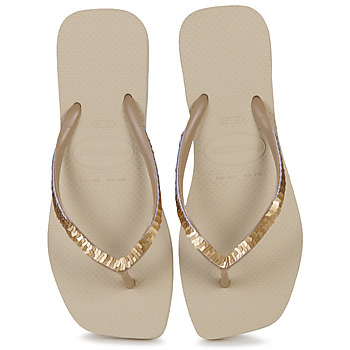 kengät Naiset Varvassandaalit Havaianas SLIM SQUARE MAGIC SEQUIN Beige / Kulta