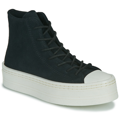 kengät Naiset Korkeavartiset tennarit Converse CHUCK TAYLOR ALL STAR MODERN LIFT PLATFORM MONO SUEDE Musta