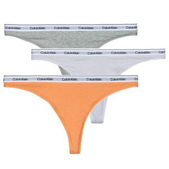 Alusvaatteet Naiset Stringit Calvin Klein Jeans THONG 3PK X3 Vaaleanpunainen / Harmaa / Violetti