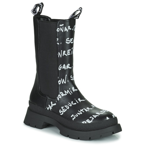 Παπούτσια Γυναίκα Μπότες Desigual SHOES CHELSEA HIGH LETTERING Black