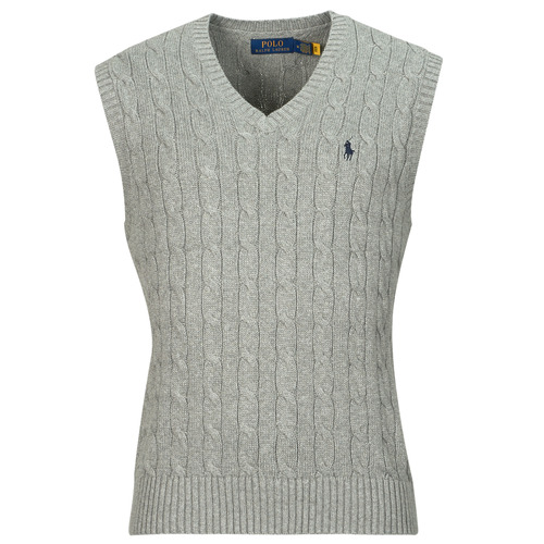 Υφασμάτινα Άνδρας Πουλόβερ Polo Ralph Lauren PULL COTON CABLE COL V SANS MANCHE Grey / Chiné