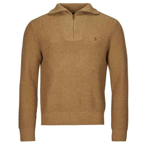 Υφασμάτινα Άνδρας Πουλόβερ Polo Ralph Lauren PULL 1/2 ZIP EN LAINE MELANGE Cognac / Καφέ / Sugar / Melange