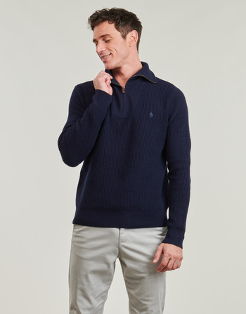 Υφασμάτινα Άνδρας Πουλόβερ Polo Ralph Lauren PULL 1/2 ZIP EN LAINE MELANGE Marine / Hunter / Navy