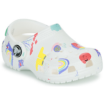 Παπούτσια Παιδί Σαμπό Crocs Classic Doodle Print Clog T Άσπρο / Multicolour