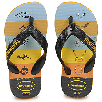 Cipők Fiú Lábujjközös papucsok Havaianas KIDS TOP POKEMON Fekete  / Citromsárga / Kék