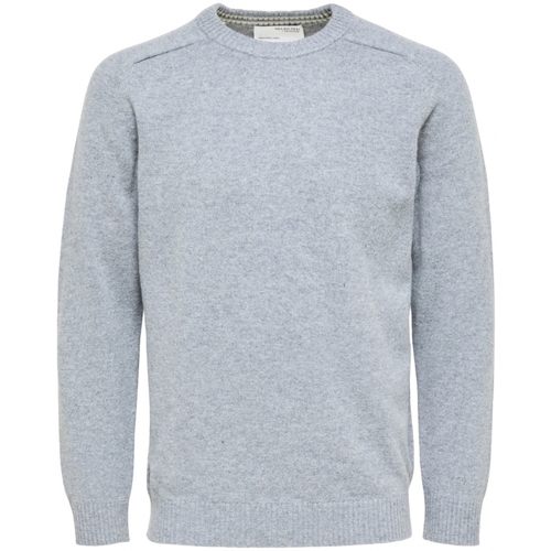 Ruhák Férfi Pulóverek Selected Wool Jumper New Coban - Medium Grey Melange Szürke