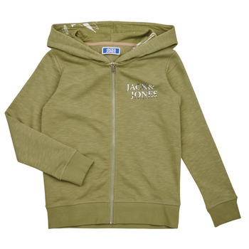 Ruhák Fiú Pulóverek Jack & Jones JORCRAYON SWEAT ZIP HOOD Zöld