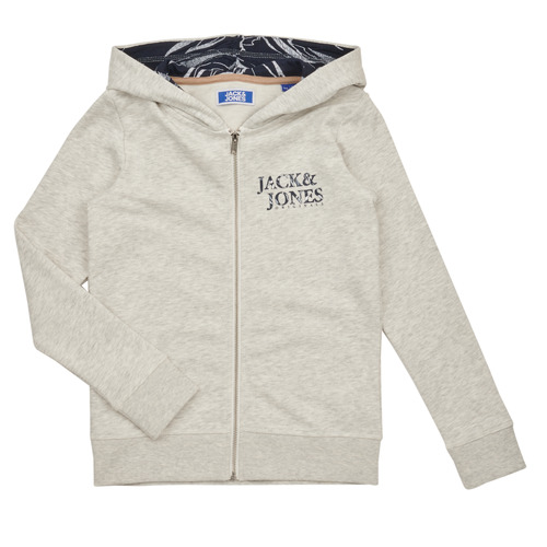 Ruhák Fiú Pulóverek Jack & Jones JORCRAYON SWEAT ZIP HOOD Bézs