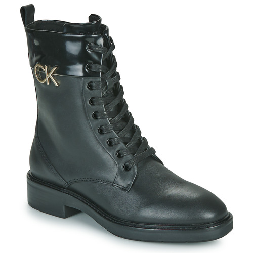 Cipők Női Csizmák Calvin Klein Jeans RUBBER SOLE COMBAT BOOT W/HW Fekete 