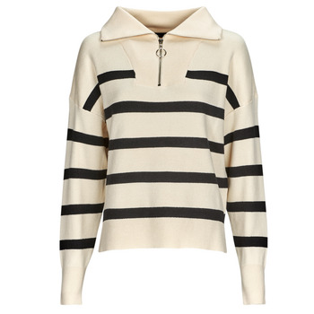 Ruhák Női Pulóverek Vero Moda VMSABA STRIPE LS HIGHNECK BLOUSE GA NOOS Bézs