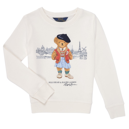 Ruhák Lány Pulóverek Polo Ralph Lauren BEARCNFLEECE-KNIT SHIRTS-SWEATSHIRT Elefántcsont