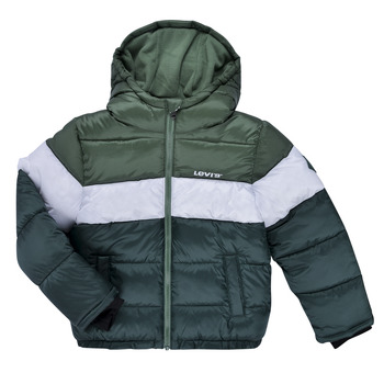 Ruhák Fiú Steppelt kabátok Levi's LVB BOY'S COLOR BLOCK PUFFER Zöld / Fehér