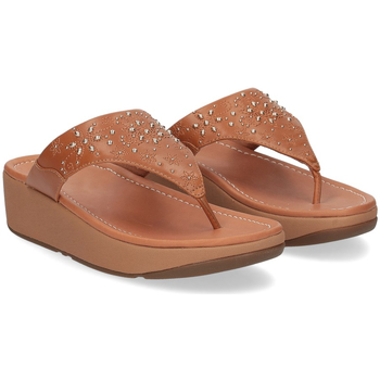 Scarpe Donna ciabatte FitFlop Mya Floral stud toe thongs light tan Marrone