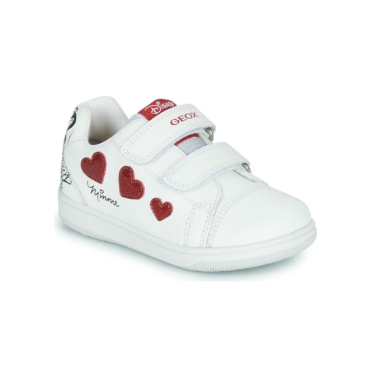 Scarpe Bambina Sneakers basse Geox B NEW FLICK GIRL Bianco / Rosso