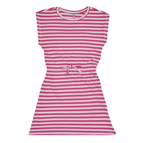 Abbigliamento Bambina Abiti corti Only KONMAY S/S DRESS JRS Bianco / Fucsia