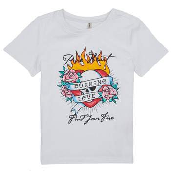 Abbigliamento Bambina T-shirt maniche corte Only KOGALICE-REG-S/S-BURNING-TOP-BOX-JRS Bianco