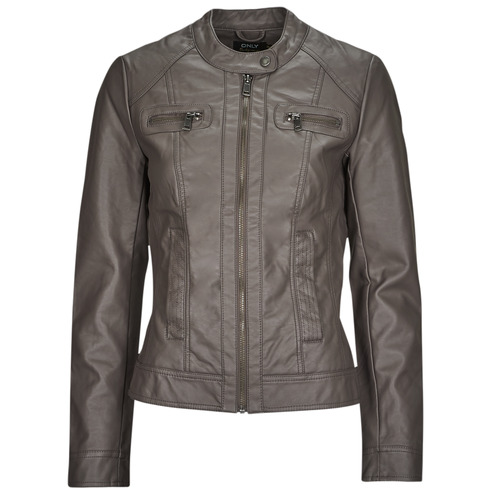 Abbigliamento Donna Giacca in cuoio / simil cuoio Only ONLBANDIT FAUX LEATHER BIKER  OTW Grigio