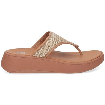 Scarpe Donna ciabatte FitFlop F-MODE woven raffia flatform Toe post sandals latte tan Marrone