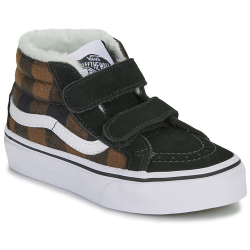 Scarpe Unisex bambino Sneakers alte Vans UY SK8-Mid Reissue V PLAID SHERPA Nero / Marrone