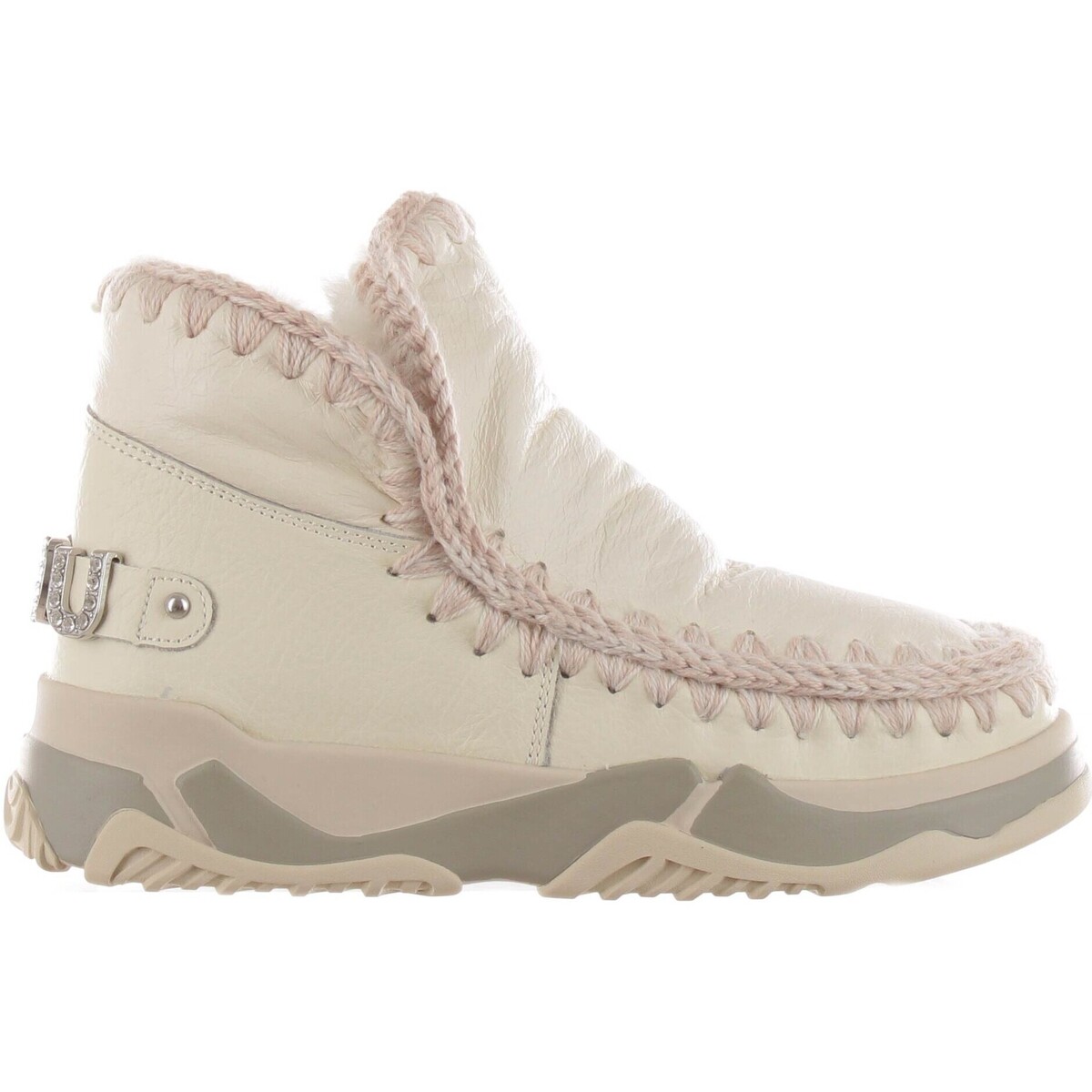 Scarpe Donna Stivaletti Mou Stivaletto eskimo trainer in montone con logo Bianco