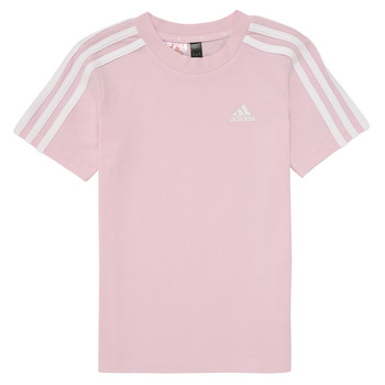 Abbigliamento Bambina T-shirt maniche corte Adidas Sportswear LK 3S CO TEE Rosa / Bianco