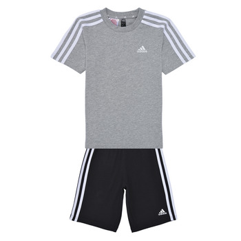 Abbigliamento Bambino Tuta Adidas Sportswear Essentials 3-Stripes Tee and Shorts Set Grigio / Nero