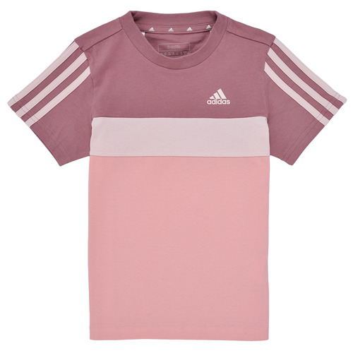 Abbigliamento Bambina T-shirt maniche corte Adidas Sportswear Tiberio 3-Stripes Colorblock Cotton T-Shirt Rosa