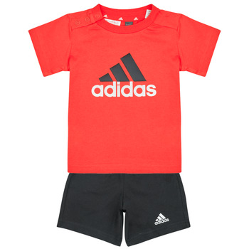 Abbigliamento Bambino Completo Adidas Sportswear Essentials Organic Cotton Tee and Shorts Set Rosso / Nero