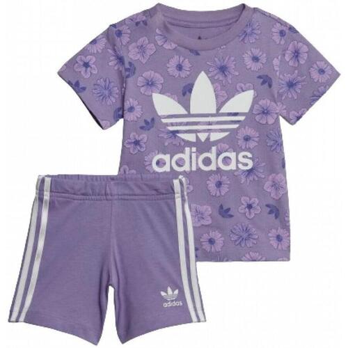 Abbigliamento Bambina Tuta adidas Originals Bambina  IC8758_SHORT_TEE_SET_VIOLA Viola