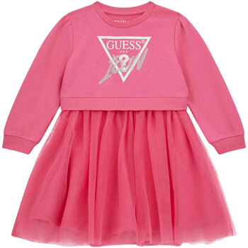 Abbigliamento Bambina Abiti lunghi Guess MIXED FABRIC LS DRESS Rosa