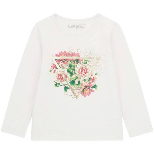 Abbigliamento Bambina T-shirts a maniche lunghe Guess T-Shirt con Stampa Floreale K4YI18K6YW4 Bianco