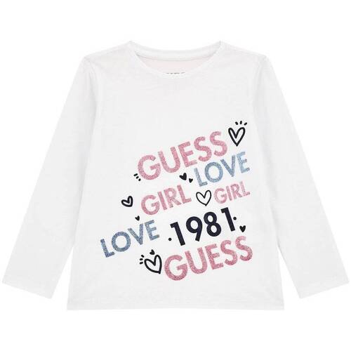 Abbigliamento Bambina T-shirts a maniche lunghe Guess T-shirt ML con stampa frontale K4YI27K6YW4 Bianco