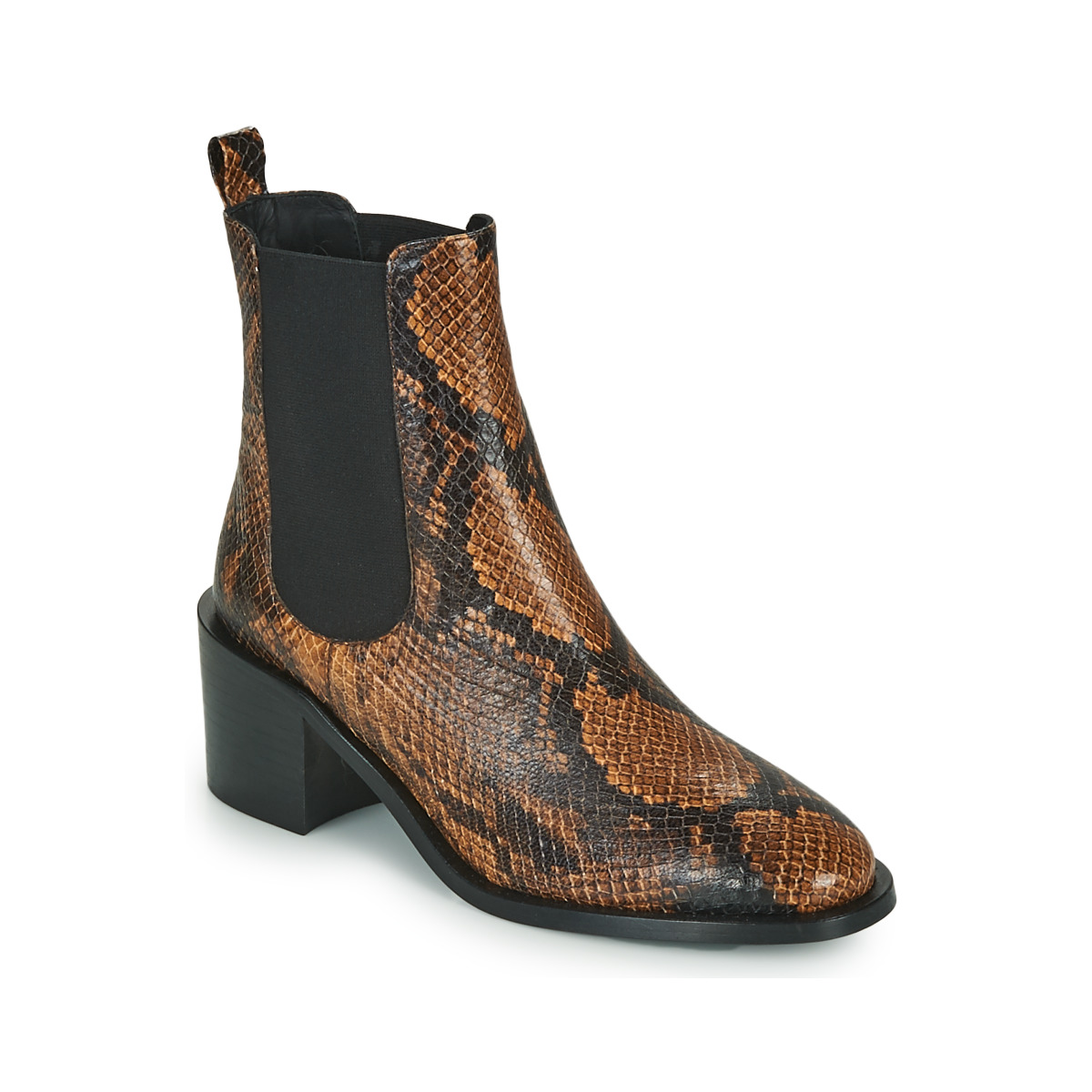 Shoes Women Mid boots JB Martin ADELE Veal / Python / Black