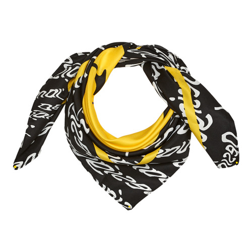 Clothes accessories Women Scarves Desigual SMILEY SQUARE Black / White / Yellow