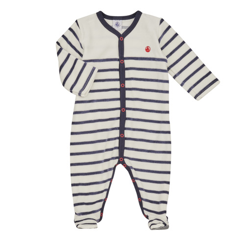 Clothing Children Sleepsuits Petit Bateau LOUDRE White / Marine