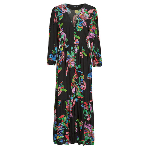 Clothing Women Long Dresses Desigual POPPY - LACROIX Black / Multicolour