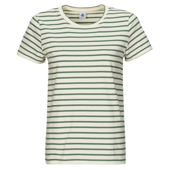 Clothing Women short-sleeved t-shirts Petit Bateau A0A9P COL ROND White / Green