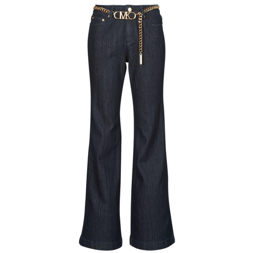 Clothing Women Flare / wide jeans MICHAEL Michael Kors FLARE CHAIN BELT DNM JEAN Blue / Raw