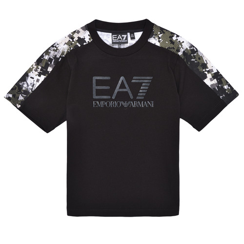 Clothing Boy short-sleeved t-shirts Emporio Armani EA7 VISIBILITY TSHIRT Black / Camouflage