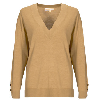 Clothing Women jumpers MICHAEL Michael Kors MERINO VNK BUTN SLV SWTR Camel