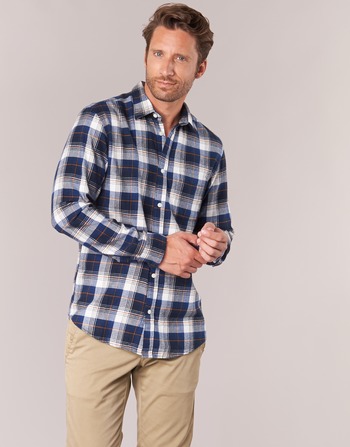 Clothing Men long-sleeved shirts Selected ONECOLOUR Marine