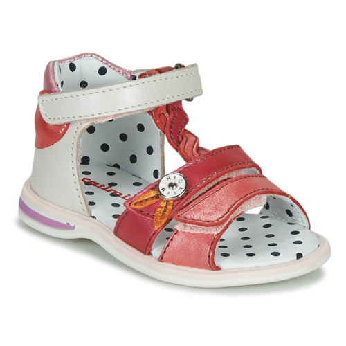 Shoes Girl Sandals Catimini GOROKA White / Pink