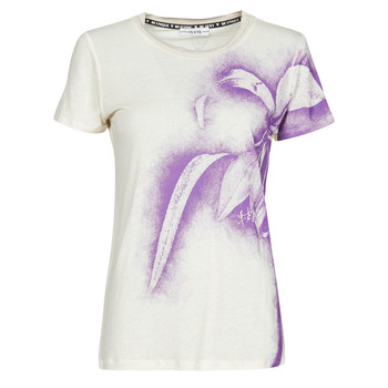 Textiel Dames T-shirts korte mouwen Guess SS CN IRIS TEE Wit / Blauw