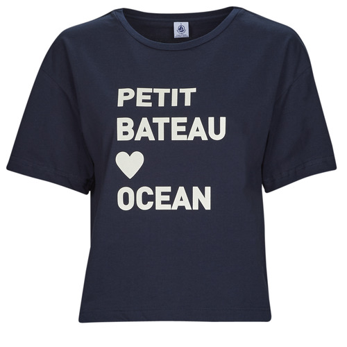 Textiel Dames T-shirts korte mouwen Petit Bateau A06TM04 Marine