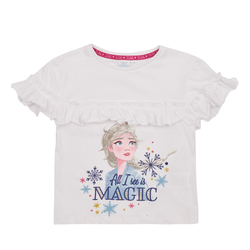 Textiel Meisjes T-shirts korte mouwen TEAM HEROES  T-SHIRT LA REINE DES NEIGES Wit