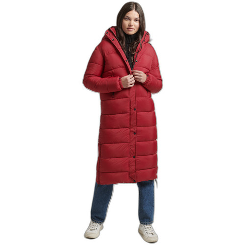 Textiel Dames Dons gevoerde jassen Superdry Doudoune longue femme Rood