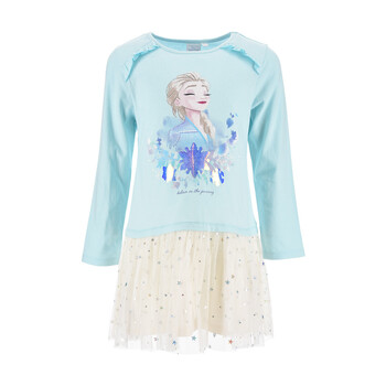 Textiel Meisjes Korte jurken TEAM HEROES  ROBE REINES DES NEIGES / FROZEN Blauw / Wit