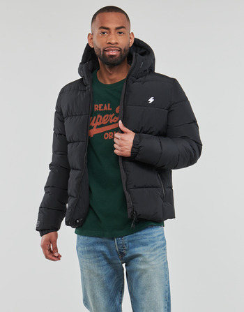 Textiel Heren Dons gevoerde jassen Superdry HOODED SPORTS PUFFR JACKET Zwart