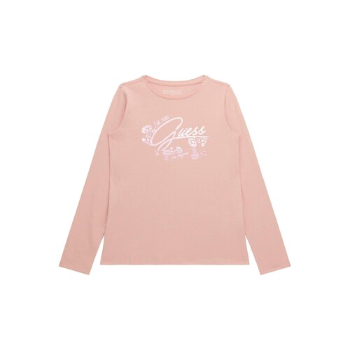 Textiel Meisjes T-shirts met lange mouwen Guess LS T SHIRT Roze