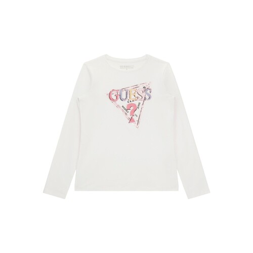 Textiel Meisjes T-shirts met lange mouwen Guess LS T SHIRT Wit